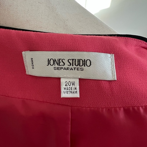 Jones Studio Women’s 20W Pink Open Front Blazer Jacket with Black Trim - Picture 7 of 7